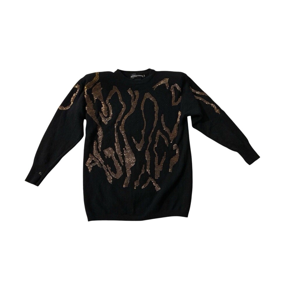 Spree International Sweater Women's M Black 70% Lambswool Long Sleeve Pullover